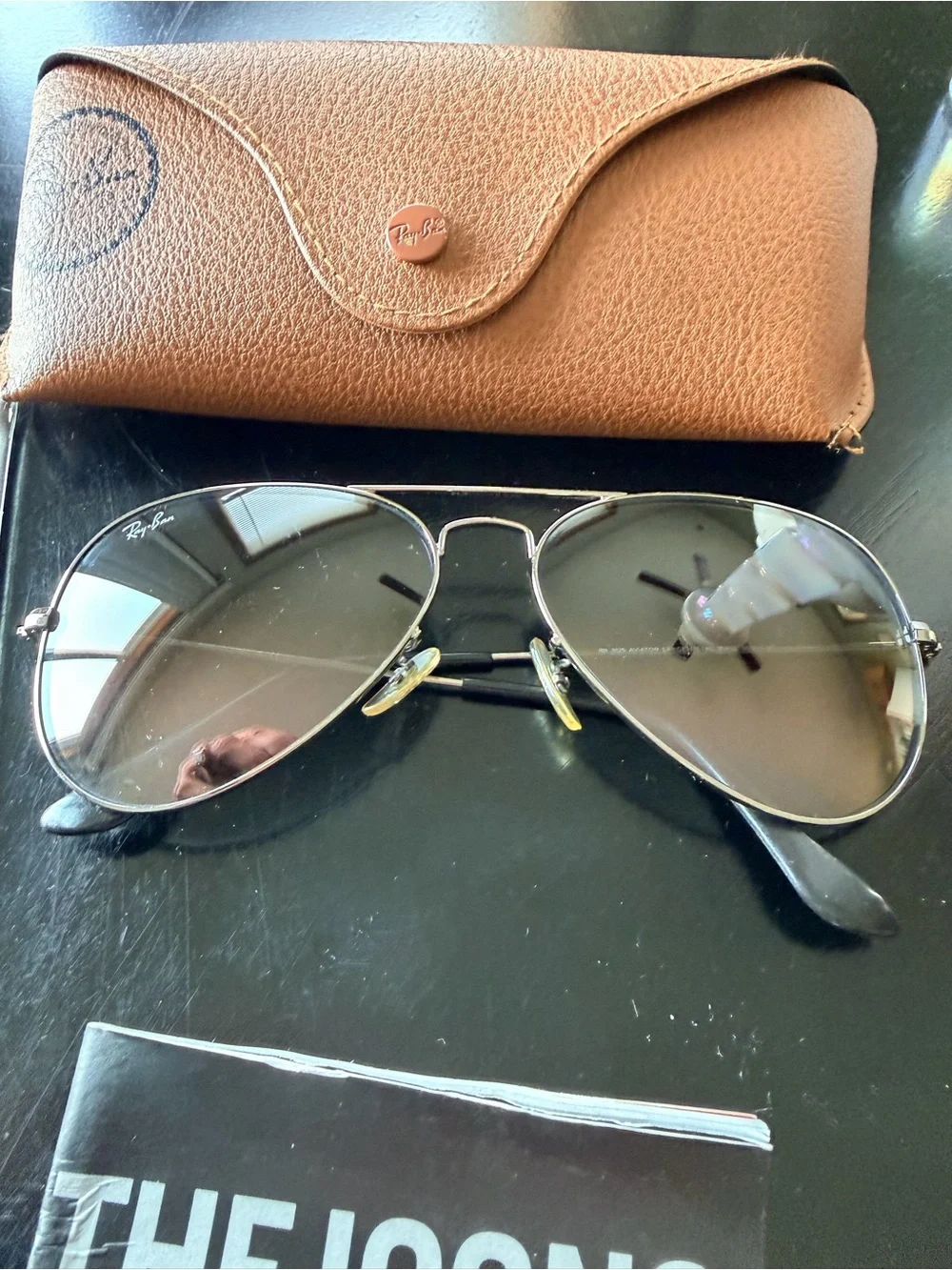Ray-Ban Aviator Sunglasses Silver Metal Frame Gradient Lenses
